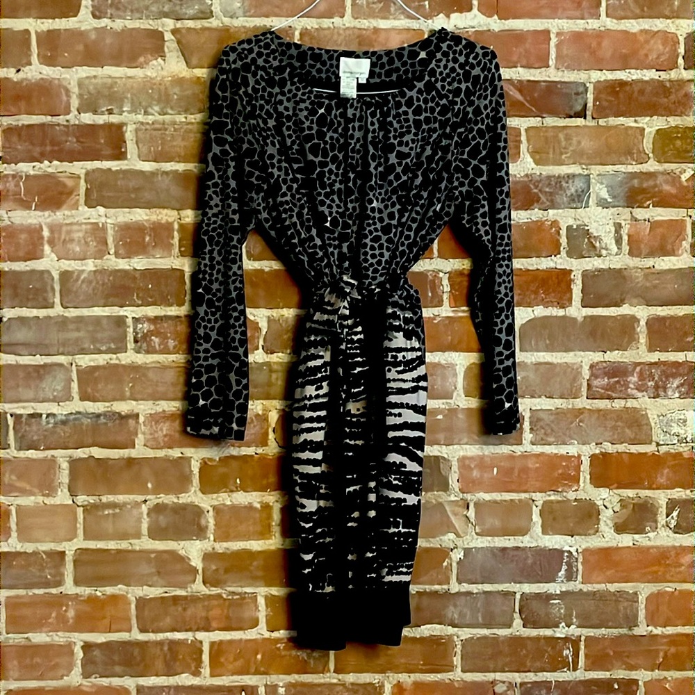 Elastic waist animal print dress